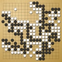 Board position at the end of game WAGC 1989 - Round 1 - Game 1: Jim Barty vs Hak-yeong Yi