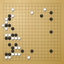 Board position at the end of game WAGC 1989 - Round 4 - Game 8: Jim Barty vs Philip Nicolet