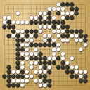 Board position at the end of game WAGC 1989 - Round 7 - Game 4: Laurent Heiser vs Mark Boon