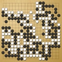 Board position at the end of game WAGC 2004 - Round 1 - Game 9: Shlomo Raikin vs Noel Mitchell