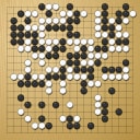 Board position at the end of game WAGC 2004 - Round 2 - Game 1: Jostein Flood vs Bernard Helmstetter