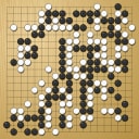 Board position at the end of game WAGC 2004 - Round 3 - Game 2: Xianyu Li vs Ted Ning