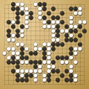 Board position at the end of game WAGC 2004 - Round 4 - Game 11: Shiba Shaw vs Alfredo Valenzuela