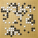 Board position at the end of game WAGC 2004 - Round 8 - Game 2: Bernard Helmstetter vs Yu-Cheng Lai