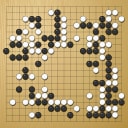 Board position at the end of game WAGC 2009 - Round 8 - Game 1: Yuqing Hu vs Kang-Ting Yeh