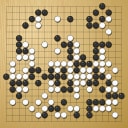 Board position at the end of game WAGC 2012 - Round 2 - Game 1: Yuxiang Lou vs Zhijian Qiao