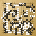 Board position at the end of game WAGC 2019 - Round 6 - Game 2: Qi-you Wu vs Tsubasa Kawaguchi