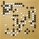 Board position at the end of game WAGC 2024 - Round 3 - Game 1: Denis Karadaban vs Minoru Ozeki
