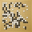 Board position at the end of game WAGC 2026 - Round 2 - Game 8: Qi-you Wu vs Bram Vandenbon